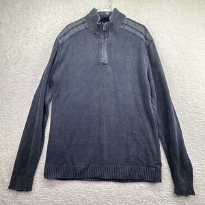 Structure Sweater Adult XXL 2XL Ribbed Blue 1/4 Zip Pullover‎ Top Stitch Mens